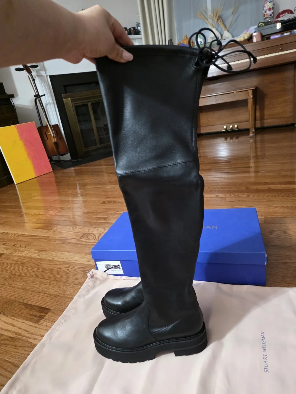 Stuart Weitzman Black Over-the-Knee Leather Boots